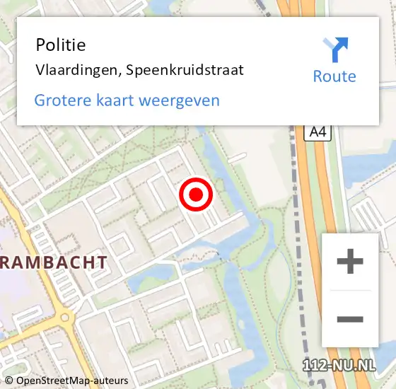 Locatie op kaart van de 112 melding: Politie Vlaardingen, Speenkruidstraat op 29 april 2024 18:57