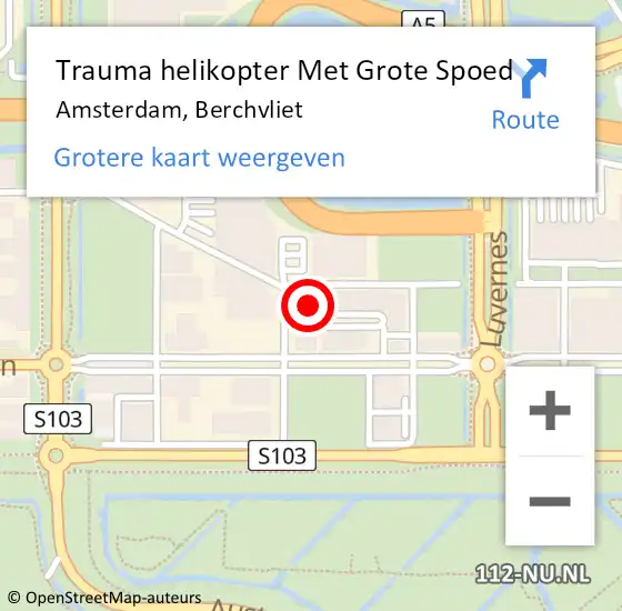 Locatie op kaart van de 112 melding: Trauma helikopter Met Grote Spoed Naar Amsterdam, Berchvliet op 29 april 2024 19:00