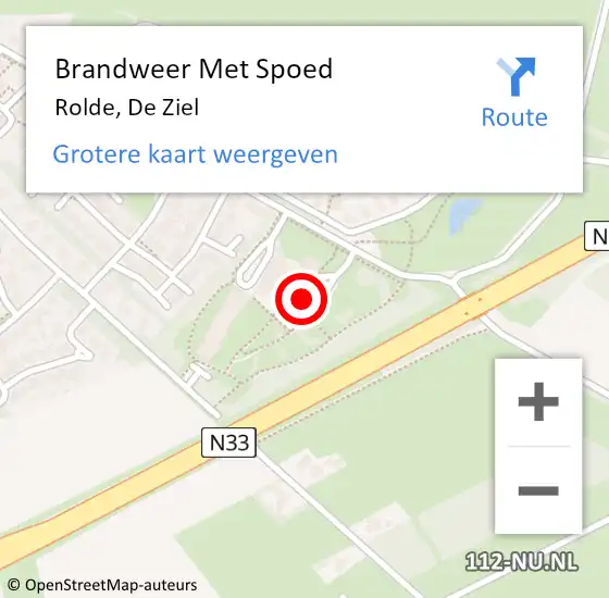 Locatie op kaart van de 112 melding: Brandweer Met Spoed Naar Rolde, De Ziel op 29 april 2024 19:02