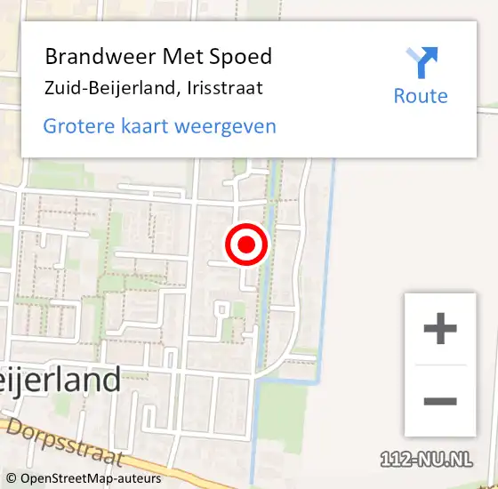 Locatie op kaart van de 112 melding: Brandweer Met Spoed Naar Zuid-Beijerland, Irisstraat op 29 april 2024 19:05