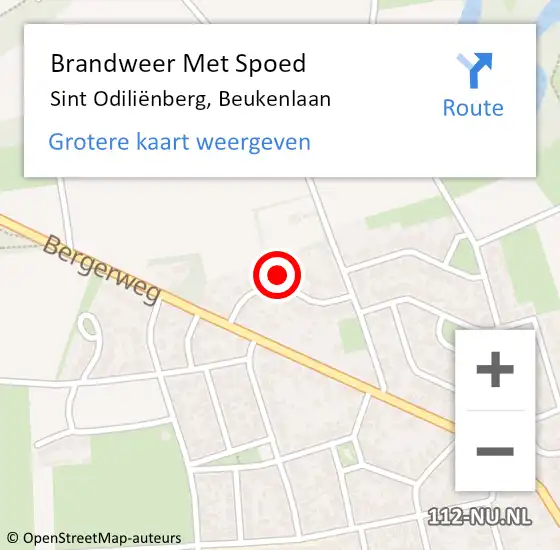 Locatie op kaart van de 112 melding: Brandweer Met Spoed Naar Sint Odiliënberg, Beukenlaan op 29 april 2024 19:05