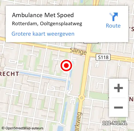 Locatie op kaart van de 112 melding: Ambulance Met Spoed Naar Rotterdam, Ooltgensplaatweg op 29 april 2024 19:29