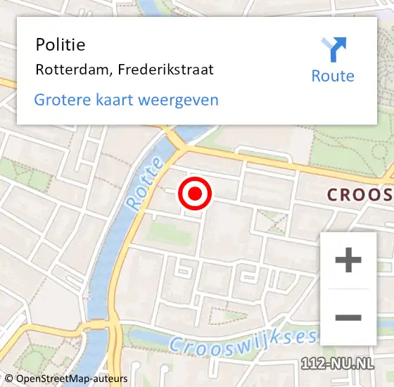 Locatie op kaart van de 112 melding: Politie Rotterdam, Frederikstraat op 29 april 2024 19:31