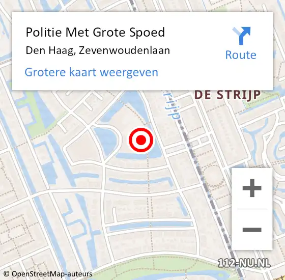 Locatie op kaart van de 112 melding: Politie Met Grote Spoed Naar Den Haag, Zevenwoudenlaan op 29 april 2024 19:47