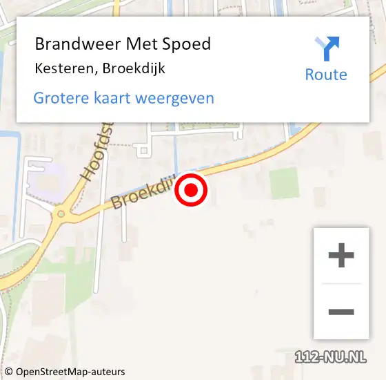 Locatie op kaart van de 112 melding: Brandweer Met Spoed Naar Kesteren, Broekdijk op 29 april 2024 19:53