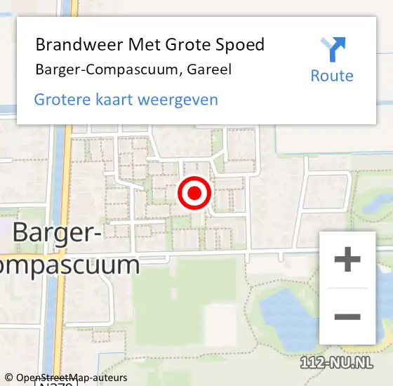 Locatie op kaart van de 112 melding: Brandweer Met Grote Spoed Naar Barger-Compascuum, Gareel op 29 april 2024 19:59