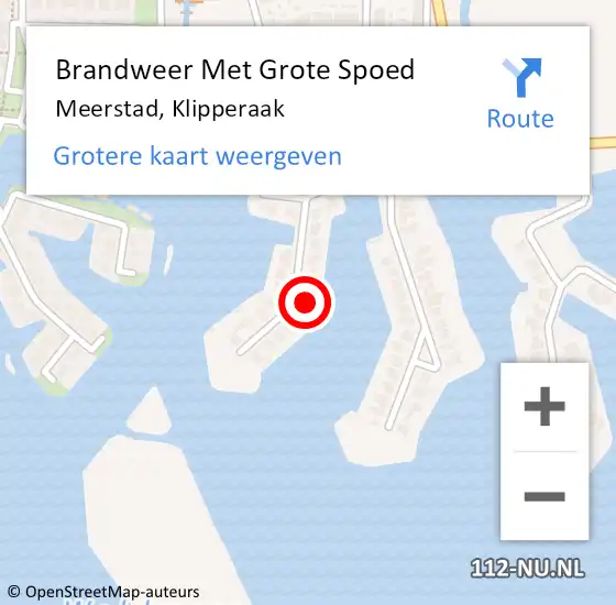 Locatie op kaart van de 112 melding: Brandweer Met Grote Spoed Naar Meerstad, Klipperaak op 29 april 2024 20:10