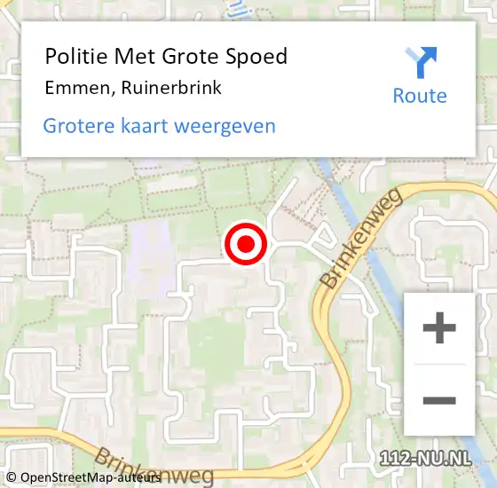 Locatie op kaart van de 112 melding: Politie Met Grote Spoed Naar Emmen, Ruinerbrink op 29 april 2024 20:16