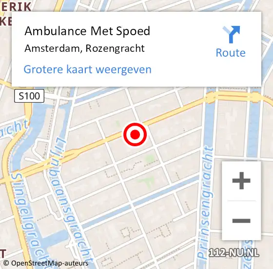 Locatie op kaart van de 112 melding: Ambulance Met Spoed Naar Amsterdam, Rozengracht op 29 april 2024 20:22