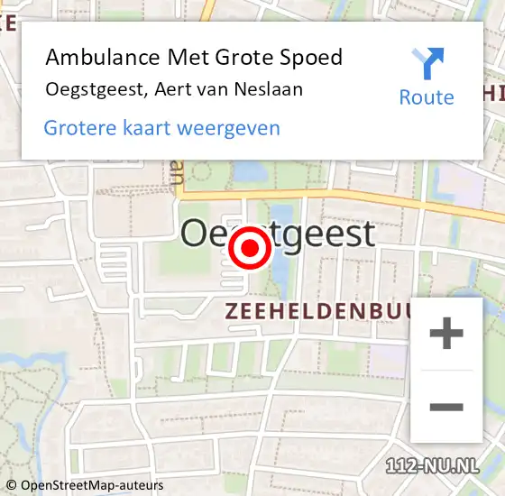 Locatie op kaart van de 112 melding: Ambulance Met Grote Spoed Naar Oegstgeest, Aert van Neslaan op 29 april 2024 20:38