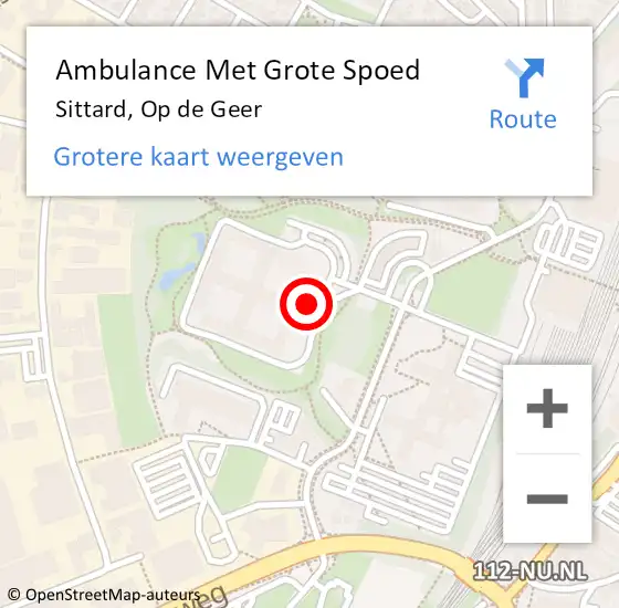 Locatie op kaart van de 112 melding: Ambulance Met Grote Spoed Naar Sittard, Op de Geer op 29 april 2024 20:41