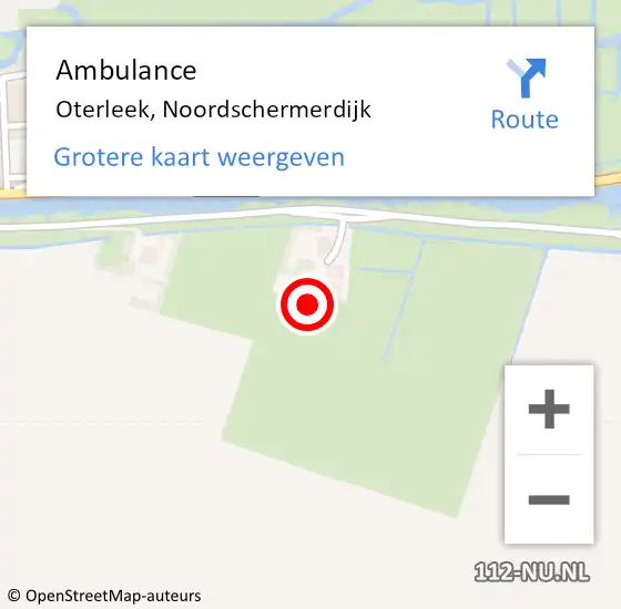 Locatie op kaart van de 112 melding: Ambulance Oterleek, Noordschermerdijk op 29 april 2024 20:49