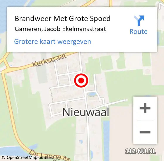 Locatie op kaart van de 112 melding: Brandweer Met Grote Spoed Naar Gameren, Jacob Ekelmansstraat op 29 april 2024 20:53