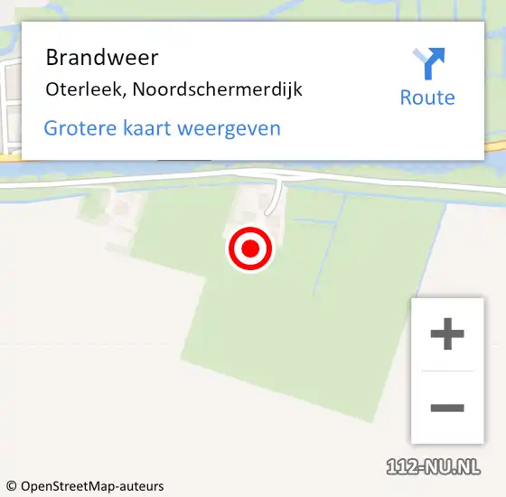 Locatie op kaart van de 112 melding: Brandweer Oterleek, Noordschermerdijk op 29 april 2024 21:04