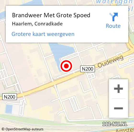 Locatie op kaart van de 112 melding: Brandweer Met Grote Spoed Naar Haarlem, Conradkade op 29 april 2024 21:19