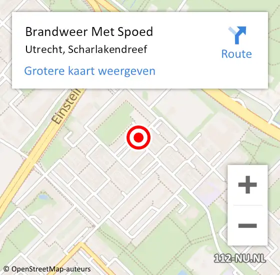 Locatie op kaart van de 112 melding: Brandweer Met Spoed Naar Utrecht, Scharlakendreef op 4 oktober 2014 04:31