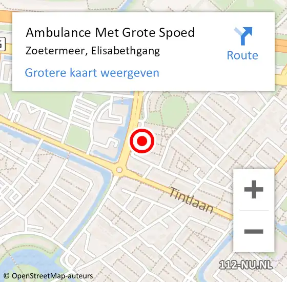 Locatie op kaart van de 112 melding: Ambulance Met Grote Spoed Naar Zoetermeer, Elisabethgang op 29 april 2024 21:41