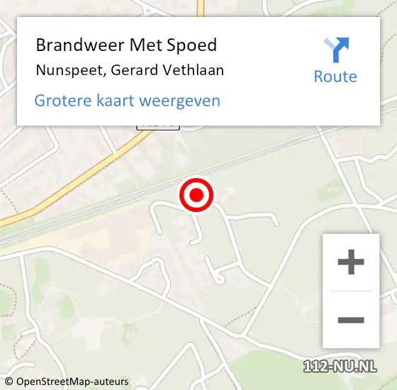 Locatie op kaart van de 112 melding: Brandweer Met Spoed Naar Nunspeet, Gerard Vethlaan op 29 april 2024 21:50