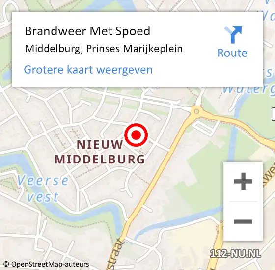 Locatie op kaart van de 112 melding: Brandweer Met Spoed Naar Middelburg, Prinses Marijkeplein op 29 april 2024 21:53