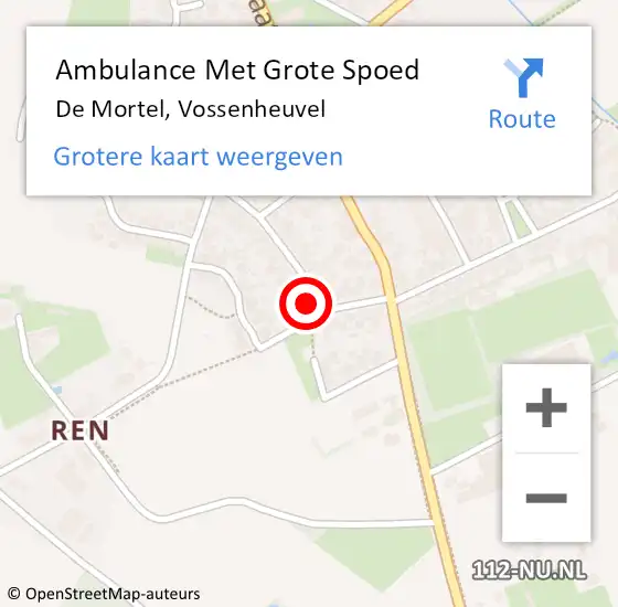 Locatie op kaart van de 112 melding: Ambulance Met Grote Spoed Naar De Mortel, Vossenheuvel op 4 oktober 2014 04:39