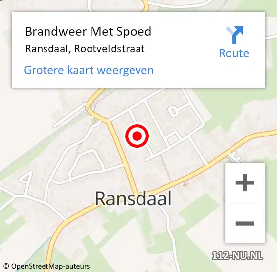 Locatie op kaart van de 112 melding: Brandweer Met Spoed Naar Ransdaal, Rootveldstraat op 29 april 2024 22:14