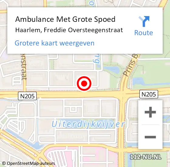 Locatie op kaart van de 112 melding: Ambulance Met Grote Spoed Naar Haarlem, Freddie Oversteegenstraat op 29 april 2024 22:16