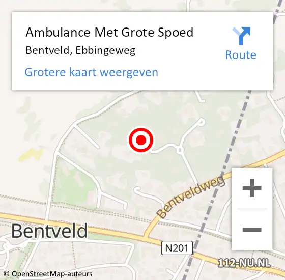 Locatie op kaart van de 112 melding: Ambulance Met Grote Spoed Naar Bentveld, Ebbingeweg op 29 april 2024 22:21
