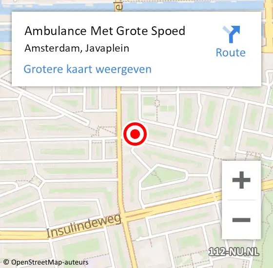 Locatie op kaart van de 112 melding: Ambulance Met Grote Spoed Naar Amsterdam, Javaplein op 29 april 2024 22:22