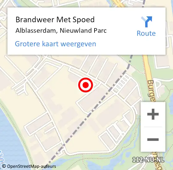 Locatie op kaart van de 112 melding: Brandweer Met Spoed Naar Alblasserdam, Nieuwland Parc op 29 april 2024 22:27
