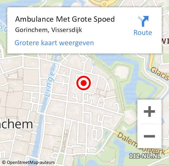 Locatie op kaart van de 112 melding: Ambulance Met Grote Spoed Naar Gorinchem, Vissersdijk op 29 april 2024 22:43