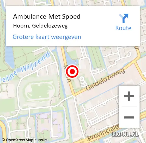 Locatie op kaart van de 112 melding: Ambulance Met Spoed Naar Hoorn, Geldelozeweg op 29 april 2024 23:05