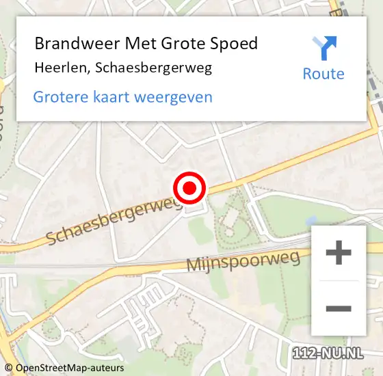 Locatie op kaart van de 112 melding: Brandweer Met Grote Spoed Naar Heerlen, Schaesbergerweg op 29 april 2024 23:09