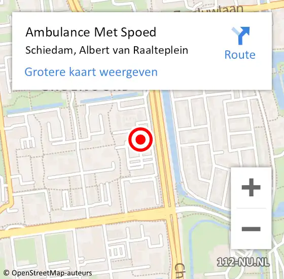 Locatie op kaart van de 112 melding: Ambulance Met Spoed Naar Schiedam, Albert van Raalteplein op 30 april 2024 00:02