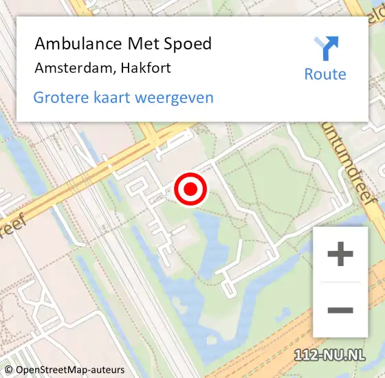 Locatie op kaart van de 112 melding: Ambulance Met Spoed Naar Amsterdam, Hakfort op 30 april 2024 00:06