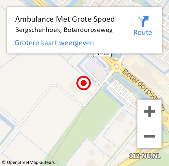 Locatie op kaart van de 112 melding: Ambulance Met Grote Spoed Naar Bergschenhoek, Boterdorpseweg op 30 april 2024 00:15