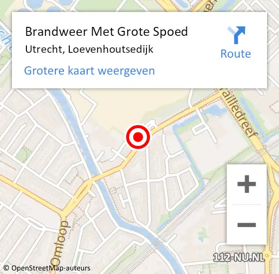 Locatie op kaart van de 112 melding: Brandweer Met Grote Spoed Naar Utrecht, Loevenhoutsedijk op 30 april 2024 00:28