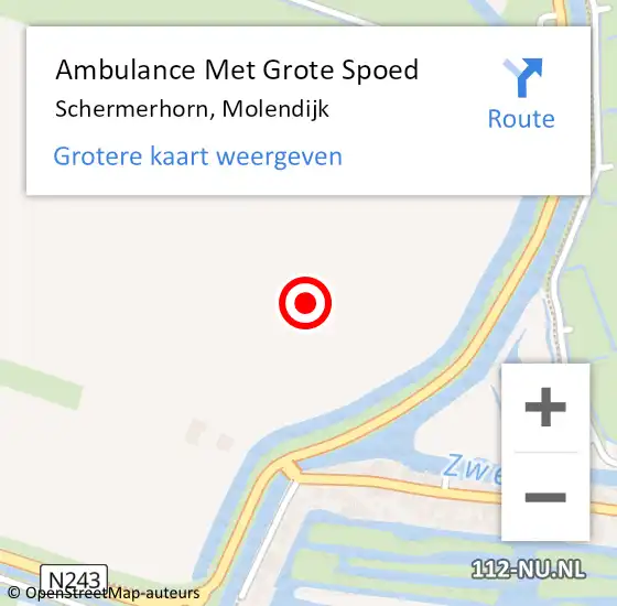 Locatie op kaart van de 112 melding: Ambulance Met Grote Spoed Naar Schermerhorn, Molendijk op 30 april 2024 01:45