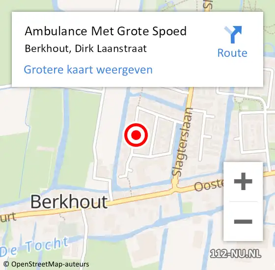 Locatie op kaart van de 112 melding: Ambulance Met Grote Spoed Naar Berkhout, Dirk Laanstraat op 30 april 2024 02:03