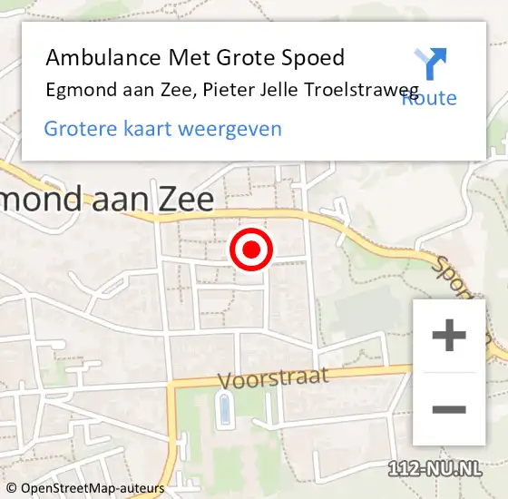 Locatie op kaart van de 112 melding: Ambulance Met Grote Spoed Naar Egmond aan Zee, Pieter Jelle Troelstraweg op 4 oktober 2014 05:24