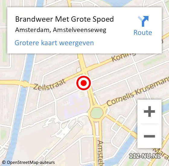 Locatie op kaart van de 112 melding: Brandweer Met Grote Spoed Naar Amsterdam, Amstelveenseweg op 30 april 2024 03:35