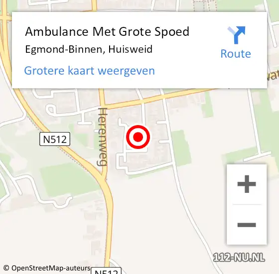 Locatie op kaart van de 112 melding: Ambulance Met Grote Spoed Naar Egmond-Binnen, Huisweid op 30 april 2024 03:37