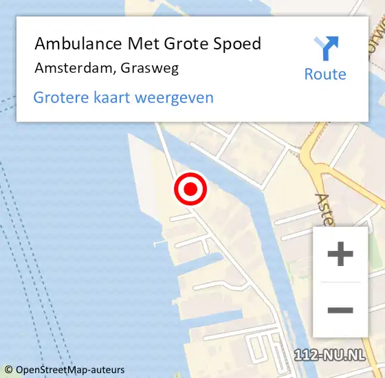 Locatie op kaart van de 112 melding: Ambulance Met Grote Spoed Naar Amsterdam, Grasweg op 30 april 2024 04:01