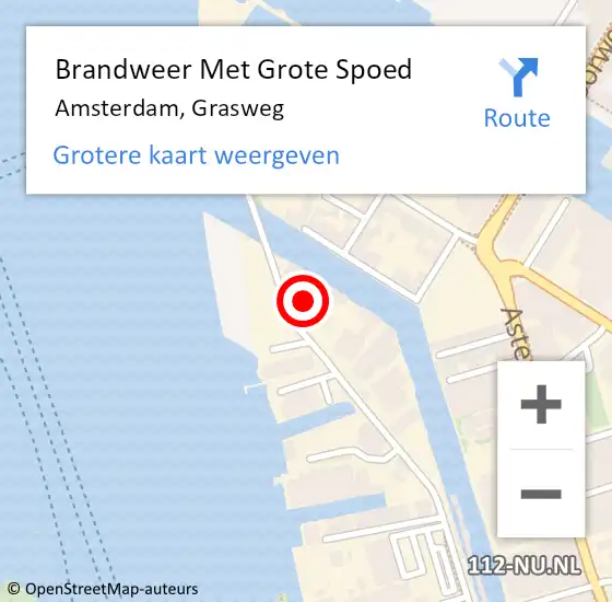 Locatie op kaart van de 112 melding: Brandweer Met Grote Spoed Naar Amsterdam, Grasweg op 30 april 2024 04:05