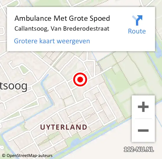 Locatie op kaart van de 112 melding: Ambulance Met Grote Spoed Naar Callantsoog, Van Brederodestraat op 30 april 2024 04:34