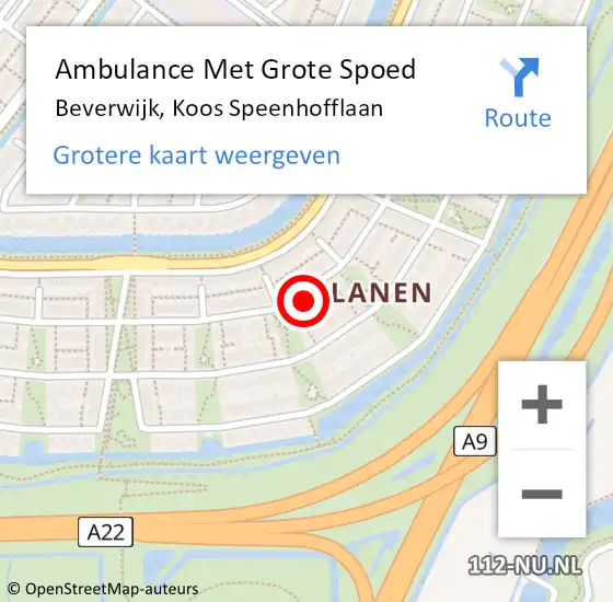 Locatie op kaart van de 112 melding: Ambulance Met Grote Spoed Naar Beverwijk, Koos Speenhofflaan op 30 april 2024 04:47