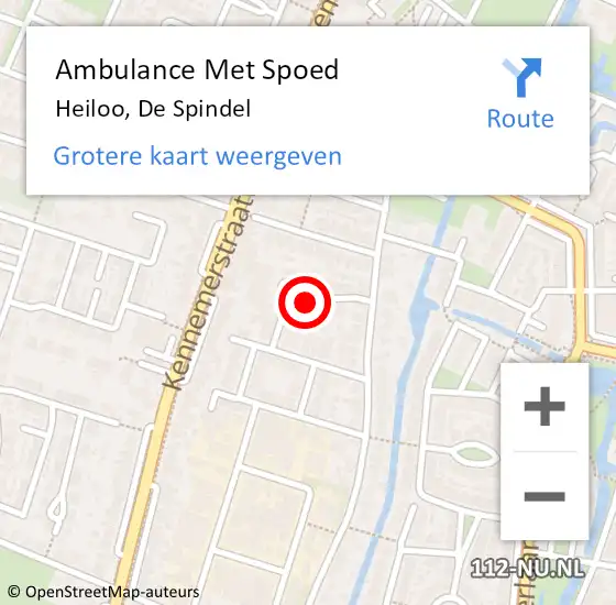 Locatie op kaart van de 112 melding: Ambulance Met Spoed Naar Heiloo, De Spindel op 30 april 2024 05:12