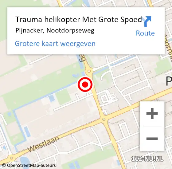 Locatie op kaart van de 112 melding: Trauma helikopter Met Grote Spoed Naar Pijnacker, Nootdorpseweg op 30 april 2024 05:24