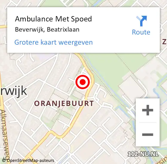 Locatie op kaart van de 112 melding: Ambulance Met Spoed Naar Beverwijk, Beatrixlaan op 30 april 2024 05:37