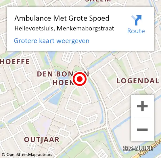 Locatie op kaart van de 112 melding: Ambulance Met Grote Spoed Naar Hellevoetsluis, Menkemaborgstraat op 30 april 2024 05:54