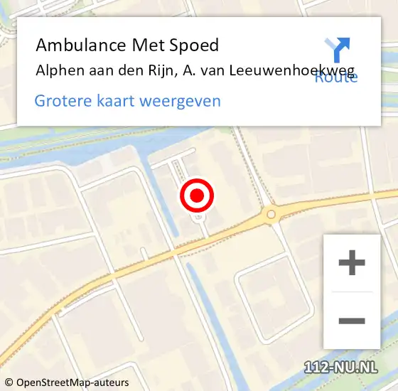 Locatie op kaart van de 112 melding: Ambulance Met Spoed Naar Alphen aan den Rijn, A. van Leeuwenhoekweg op 30 april 2024 05:56